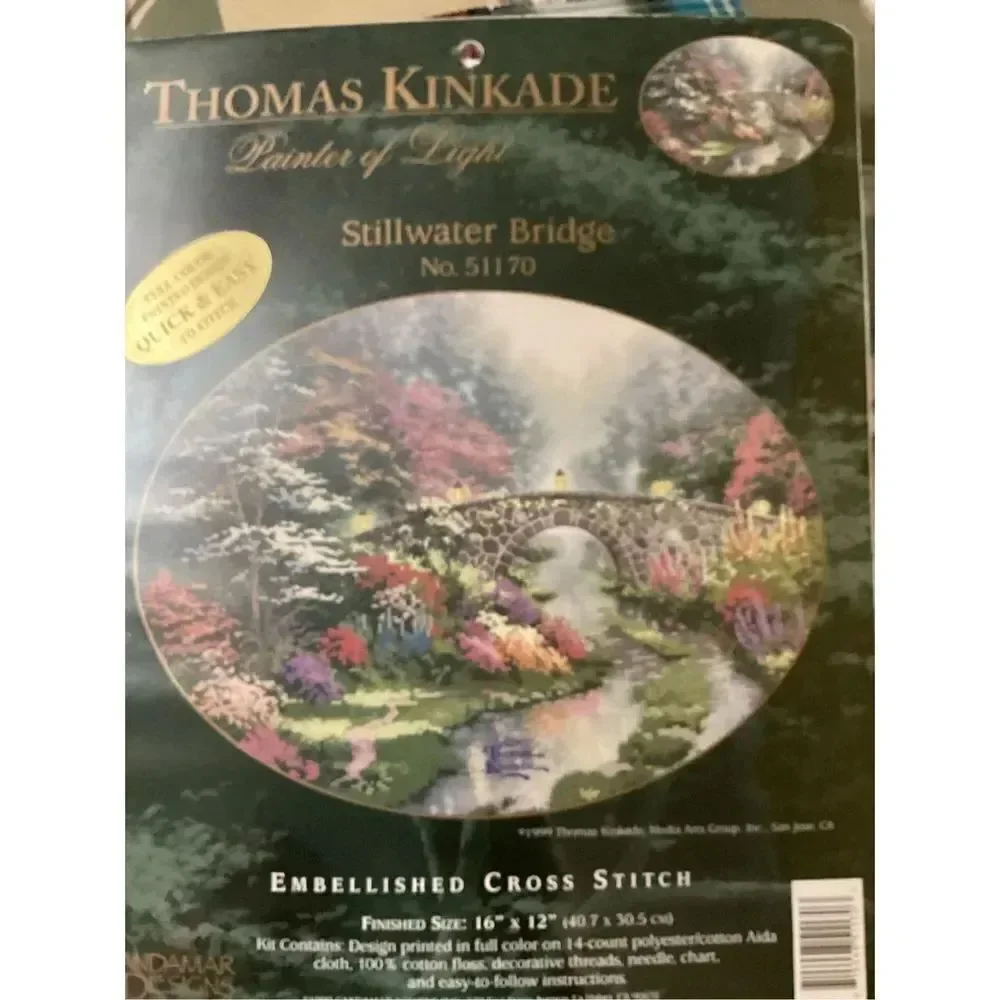 Thomas Kinkade by Candamar Designs Cross Stitch Kit Stillwater Bridge 51170 / 19
